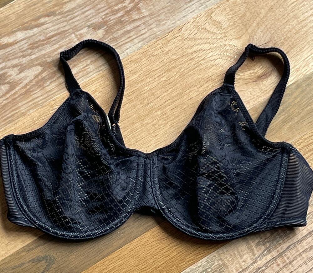 Wacoal 857210 Black Lace Underwire Bra Women's 34D Full Coverage